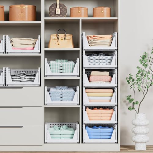 8 Pack Stackable Closet Storage Basket (25 Count)