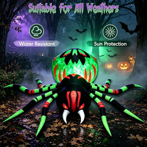11FT Halloween Inflatables Spider Outdoor Decorations for Yard (Green)