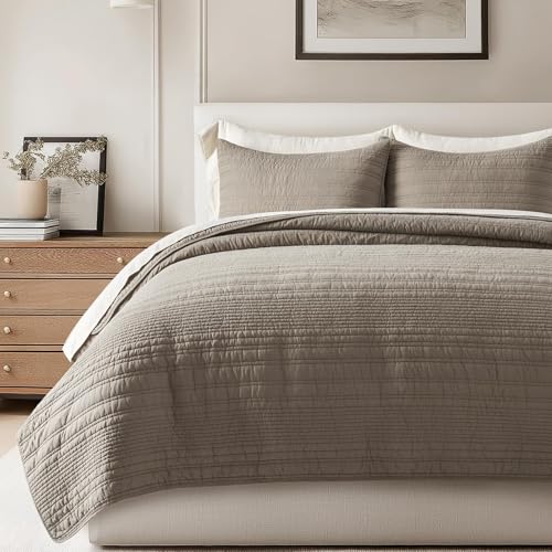 HOME 100% Cotton Modern Lines Quilt Set Queen Size