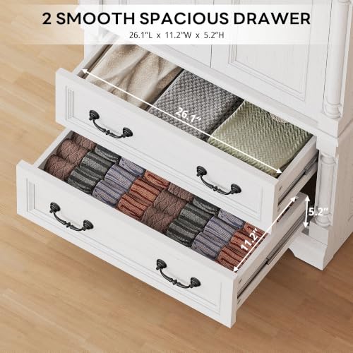 Armoire Wardrobe Closet 70" with 2 Drawers for Bedroom
