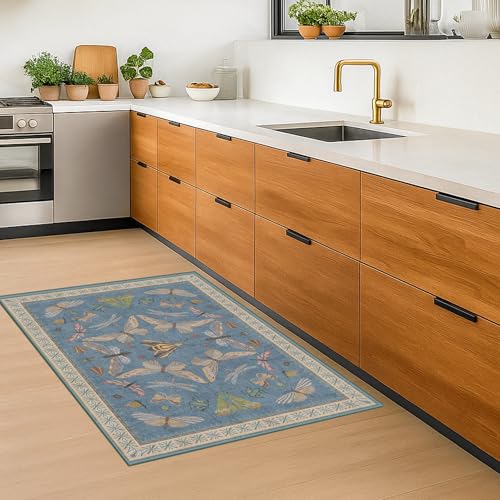 Blue 2x3 Kitchen Rugs Non Slip Washable (6 Sq Ft)