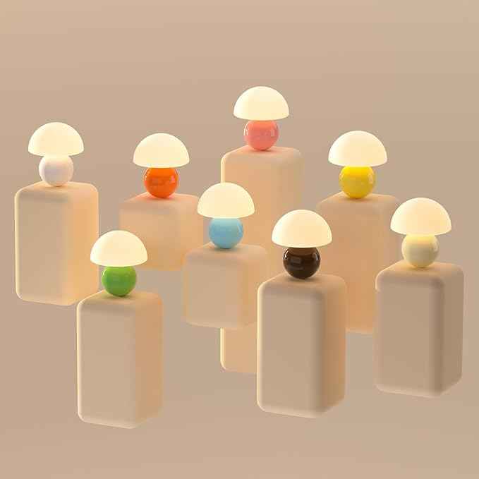 Mushroom Lamp Table Lamp for Bedroom,Desk Bedside Small Lamps for Living Room Night Stands,Mushroom Decor Cute Mini Modern Mid Century Lamps,Unique Aesthetic Home Living Room Decor(White)