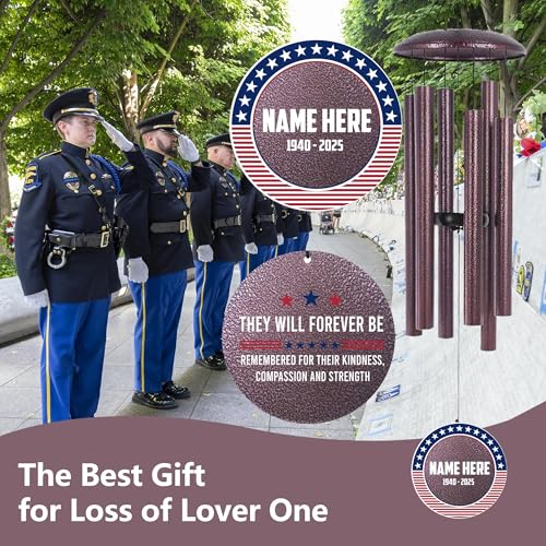 Personalized Wind Chimes for Memorial US Veteran