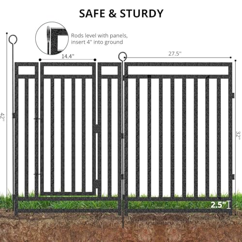 Decorative Garden Fence Metal Dog Fence Outdoor for Yard (54 Foot)