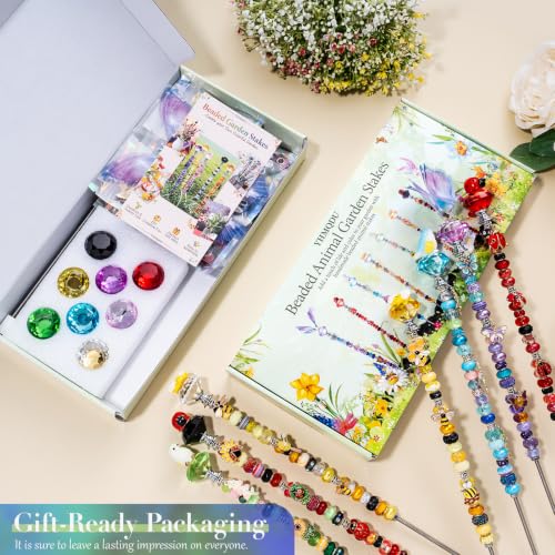 264Pcs Beaded Animal Garden Stakes Fairy Wand 12in Threaded Rods (264 Count)