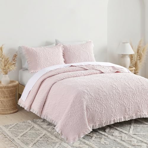 Pink Ruffled Quilt Queen Size