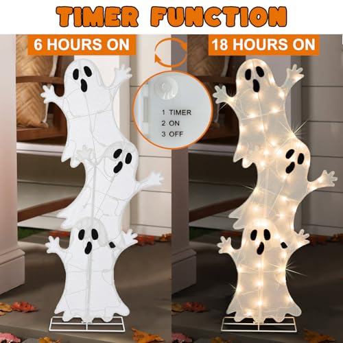 Halloween Lighted 3 Stacked Ghosts
