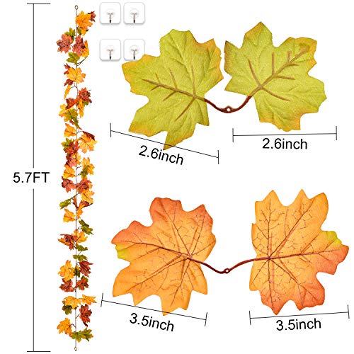 2 Pack Fall Maple Leaf Garland Artificial Maple Garland (2 Count)