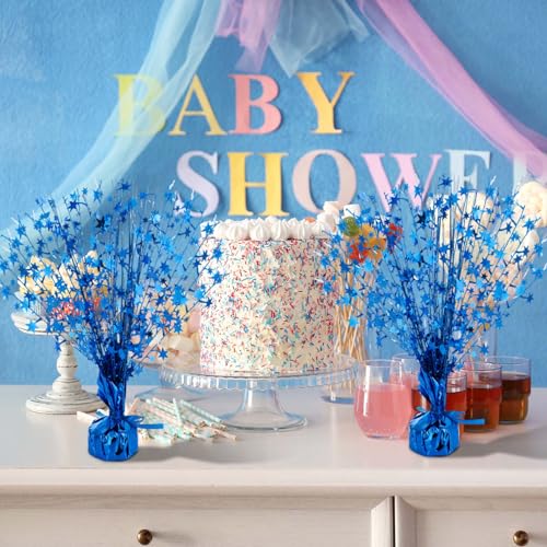 18 Pcs Table Centerpiece for Party Blue Star Table Decoration Metallic Foil Spray Centerpiece for Birthday 4th of July 250th Anniversary Party Decorations