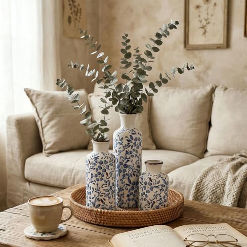 Chinoiserie Decor Ceramic Vases Set (3 Count)
