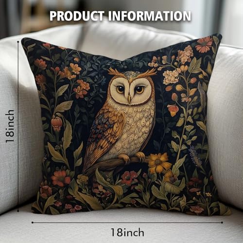 William Morris Abstract Vintage Floral Velvet Owl Design Throw Pillow Covers Home Decor