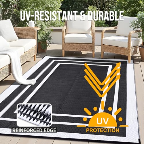 Outdoor Rug 9x12 ft Waterproof Reversible Mat