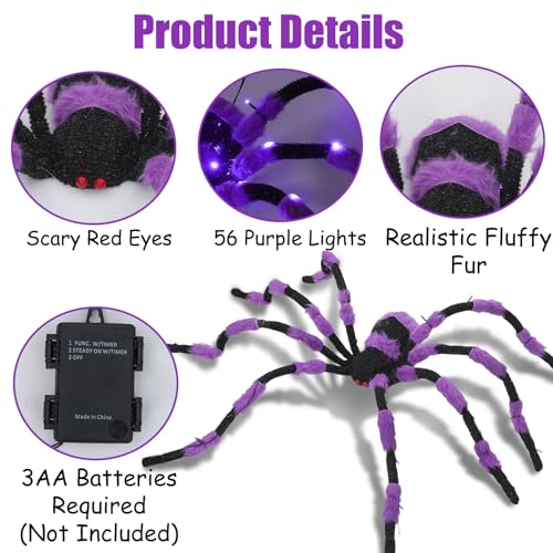 Giant Spider Halloween Decorations (Purple)