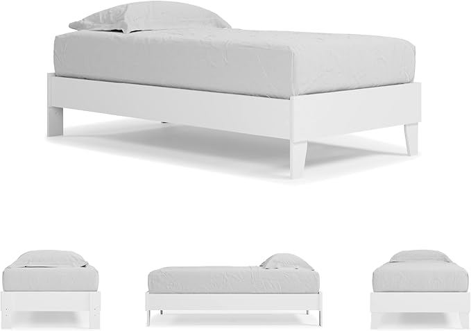 Signature Design by Ashley Piperton Modern Casual Youth Platform Bed Frame, Twin, White