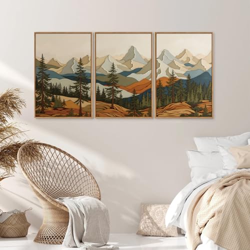 Vintage Mountains Framed Canvas Wall Art