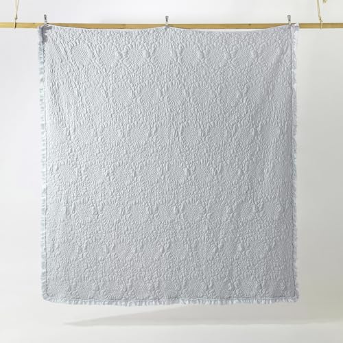 Light Blue Ruffled Quilt King Size