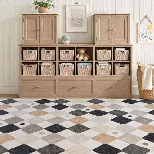 8x10 Kids Playroom Rug Washable Diamond Nursery Play Mat Marble (80 Sq Ft)
