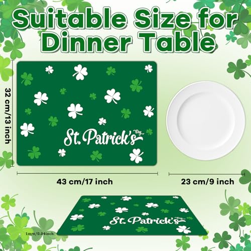 St. Patrick's DayPlacemats Set of 6 Shamrock Plastic Table Mat 17×13×0.04in (6 Count)