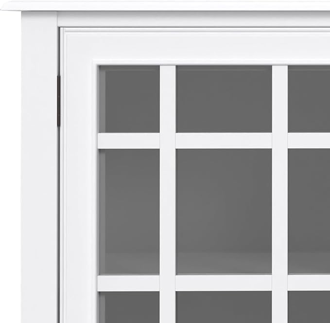 SIMPLIHOME Connaught Storage Cabinet - 60 inch Wide Solid Wood Buffet in White, Traditional Sideboard for Dining Room, Entryway, or Living Room with Glass Doors, Adjustable Shelves, and Notched Legs