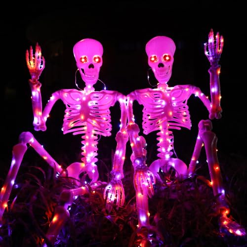 Halloween Decorations Outdoor Skeletons Set (Orange/Purple)