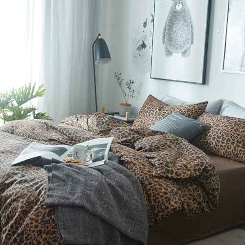 Leopard Print Twin XL Comforter Set 3 Pieces Animal Cheetah Printed Comforter with 2 Pillowcases Fluffy Soft Microfiber Bedding Set Farmhouse Leopard Comforter Set Boho Bed Comforter Twin XL Size