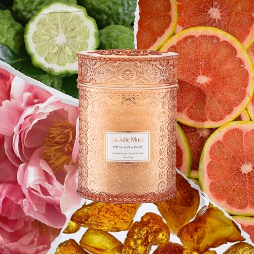Citrine Pink Peony Scented Candles for Home
