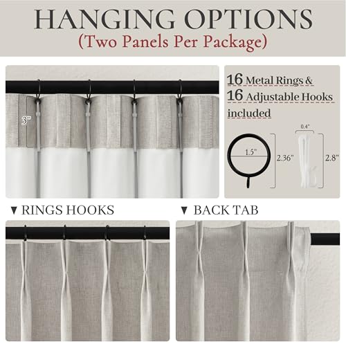 Natural Melange Taupe 120 Inch Extra Long Curtains for Living Room 2 Panels Set (2 Count)