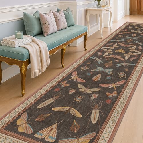 Vintage Insect Moth Runner Rug 3x12 (36 Sq Ft)