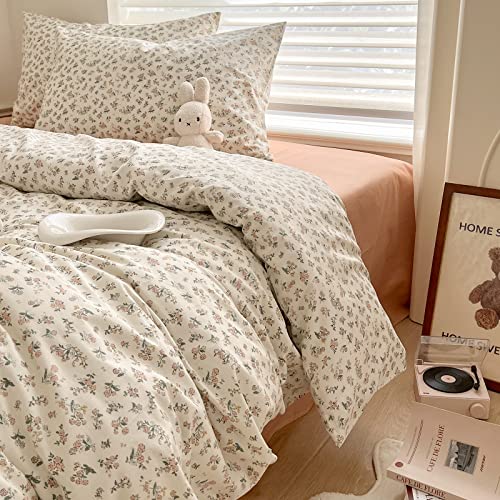 Vintage Style Boho Floral Comforter Set King Fluffy Soft Pink Floral Bedding Set Aesthetic Flower Botanical Comforter with 2 Pillowcases Farmhouse Boho Bedding Comforter King Size (3 Piece Set)