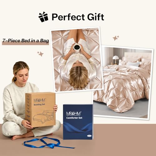 Satin Full Size Comforter Set Champagne
