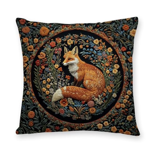 William Morris Abstract Vintage Floral Velvet Fox Design Throw Pillow Covers Home Decor