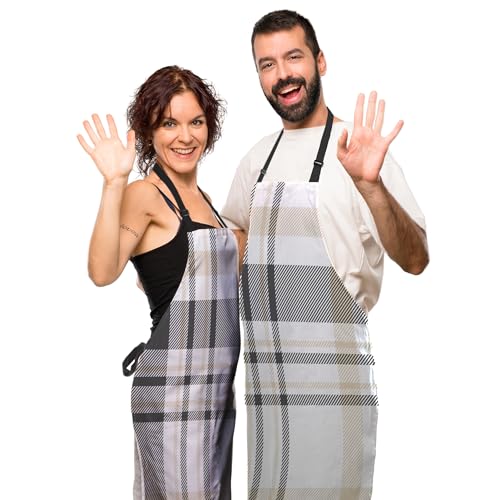 Makeup Apron for Women Plaid Texture Funny Aprons for Men for Kitchen Cooking Restaurant BBQ Painting Crafting Gardening 27”