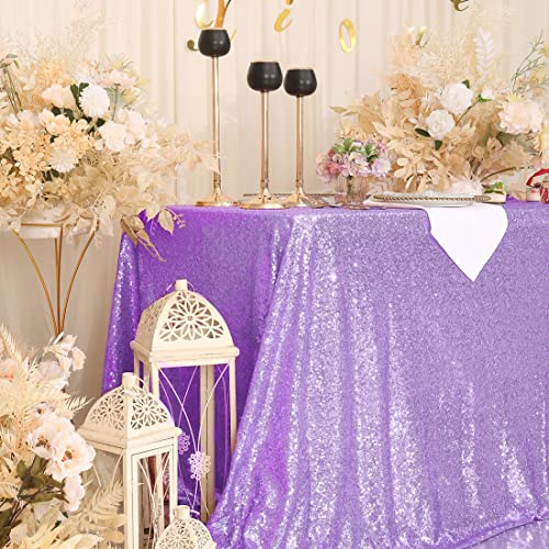 Sequin Tablecloth 60x102 Inch Lavender for Wedding Party