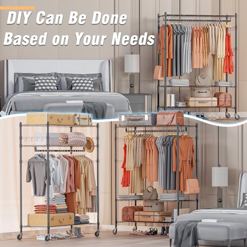 3 Tier Heavy Duty Garment Rack with Wheels