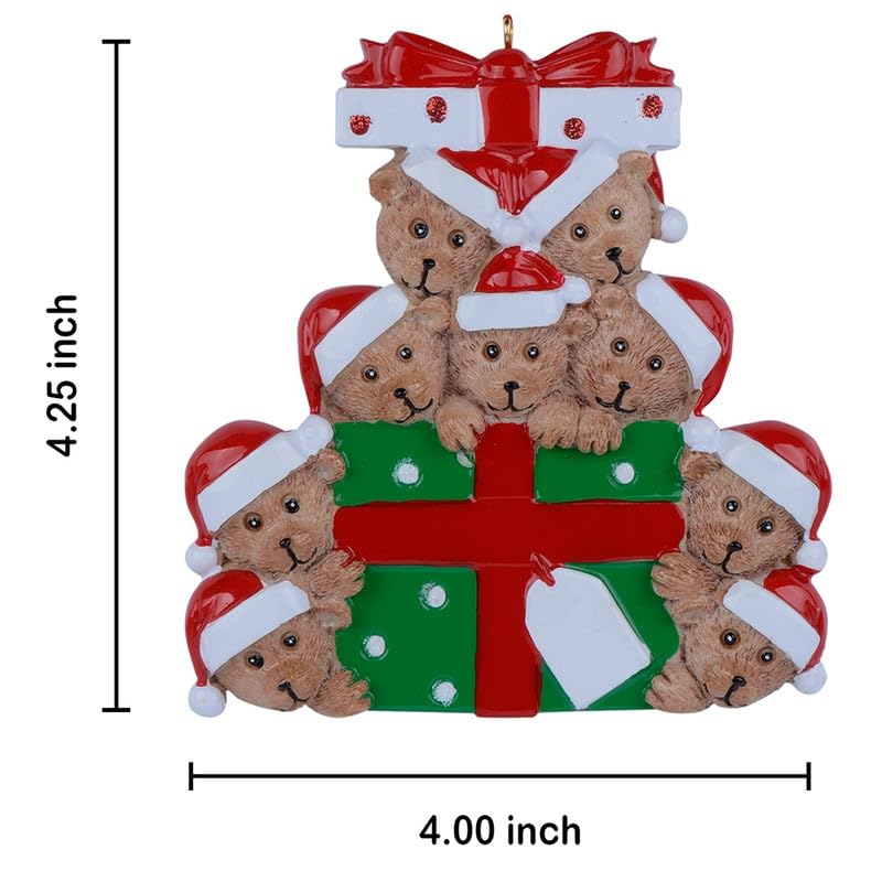 Personalized Bear Family of 9 Christmas Ornament 2026