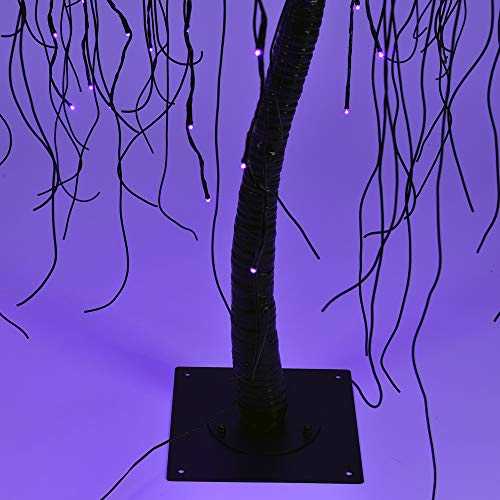 7 FT Halloween Lighted Willow Tree 256 LED Purple Lights Artificial Weeping Willow Tree with 6 Spiders Outdoor Indoor Decoration Christmas Festival Decor (Purple)