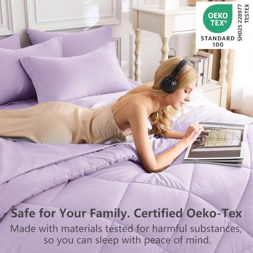 Queen Comforter Set with Sheets Lavender