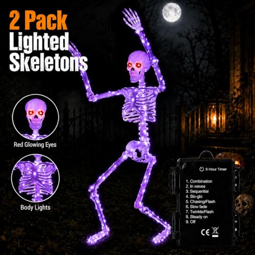 Halloween Decorations Outdoor Skeletons Set (Purple)