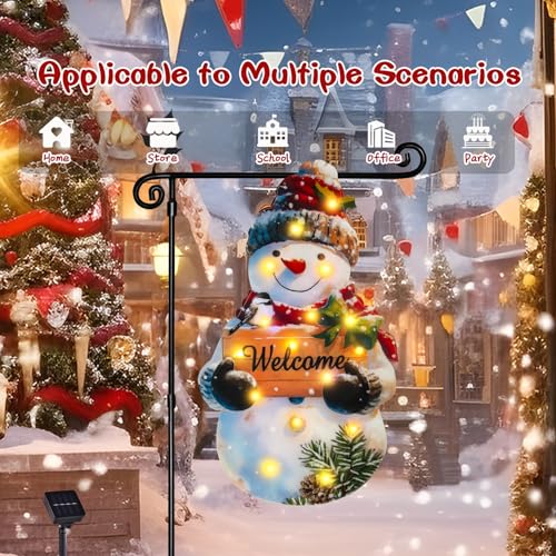 12x18 Solar Christmas Snowman Garden Flag