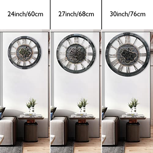 24" Large Wall Clock with Moving Gears