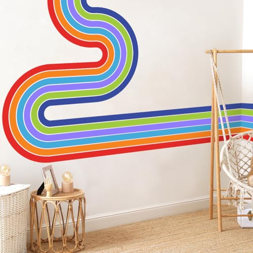 65" x 116" Large Removable Boho Rainbow Road Wall Decor (9 Count)