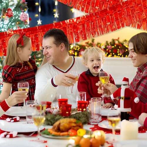Red Foil Fringe Garland 10FT 2packs for Parade Float Decorations (20 Foot)