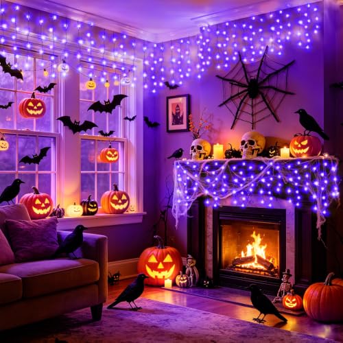 33ft 400 LED Purple Halloween Lights Outdoor for Decorations (32 Foot)