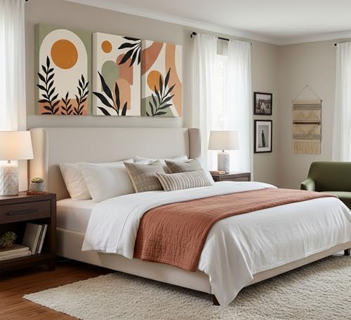 3 Pcs Mid Century Modern Boho Sun Canvas Wall Art 16x24in (3 Count)