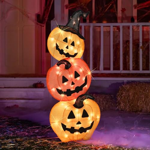 Halloween Lighted Stacked Pumpkins Decoration (Stacked Pumpkins)