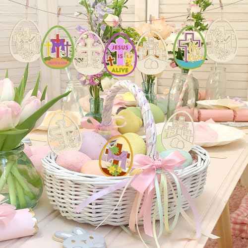 36PCS Wooden Easter Ornaments to Paint (36 Count)