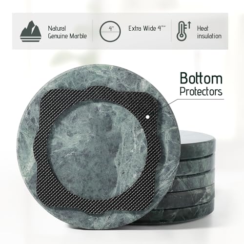 Marble Coasters Set of 6 Green (6 Count)