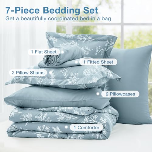Mineral Blue Bed in a Bag King 7 Pieces