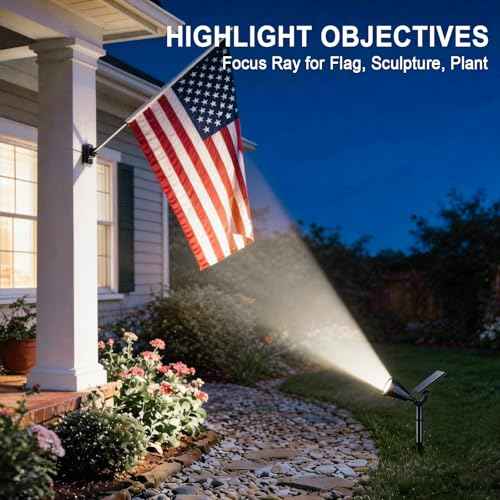 Solar Lights Outdoor Waterproof Flag Spotlights 2 Pack (2 Count)