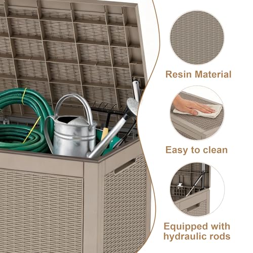 121 Gal Waterproof Outdoor Storage Box Lockable Deck Box
